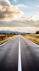 Fototapeta premium A straight road stretches into the distance, symbolizing progress and new beginnings in your journey of self-reflection