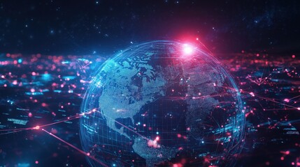 Obraz premium Global business internet network connection IoT Internet of Things business intelligence concept Business global network futuristic technology background