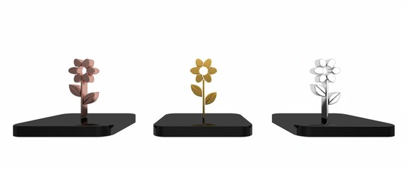 Colorful Flower icon isolated on white background. Minimalism concept. 3D render illustration