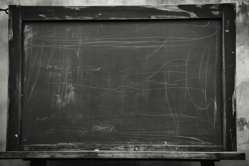 Abstract black framed blackboard background grunge texture and dark gray chalkboard