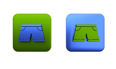 Colorful Swimming trunks icon isolated on white background. Square button. 3D render illustration