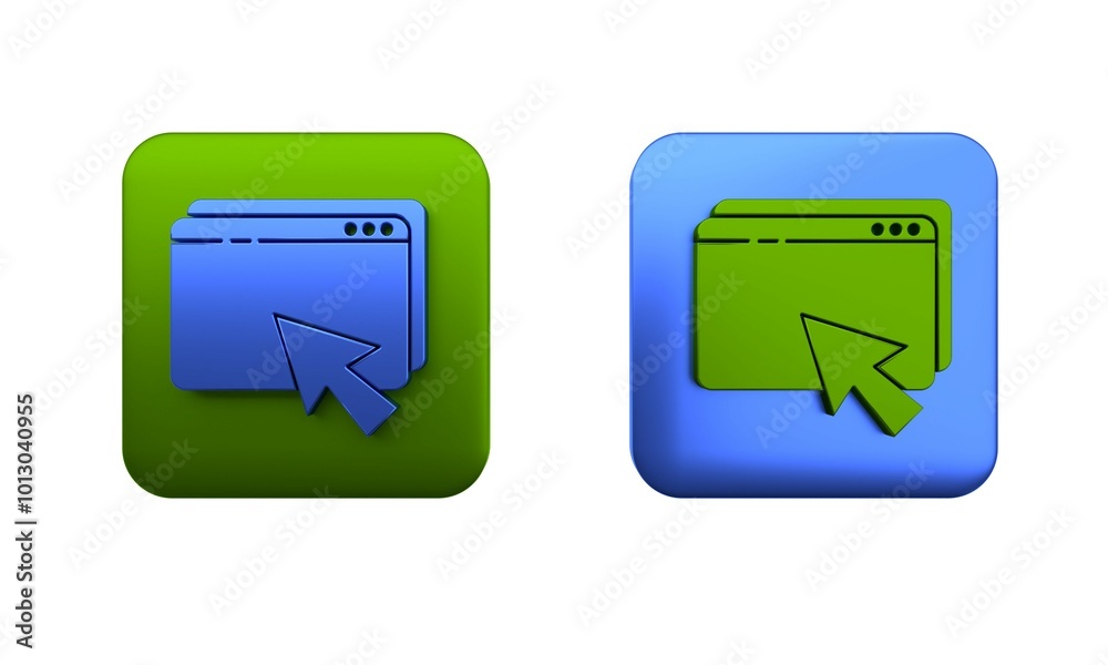 Poster colorful web design and development concepts icon isolated on white background. square button. 3d re