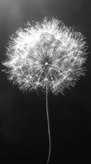 Large Dandelion-Like Firework Sparkling Against a Black Background, Perfect for Minimalistic Phone Screensavers