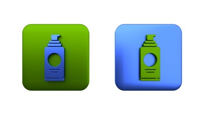 Colorful Spray can for hairspray, deodorant, antiperspirant icon isolated on white background. Square button. 3D render illustration