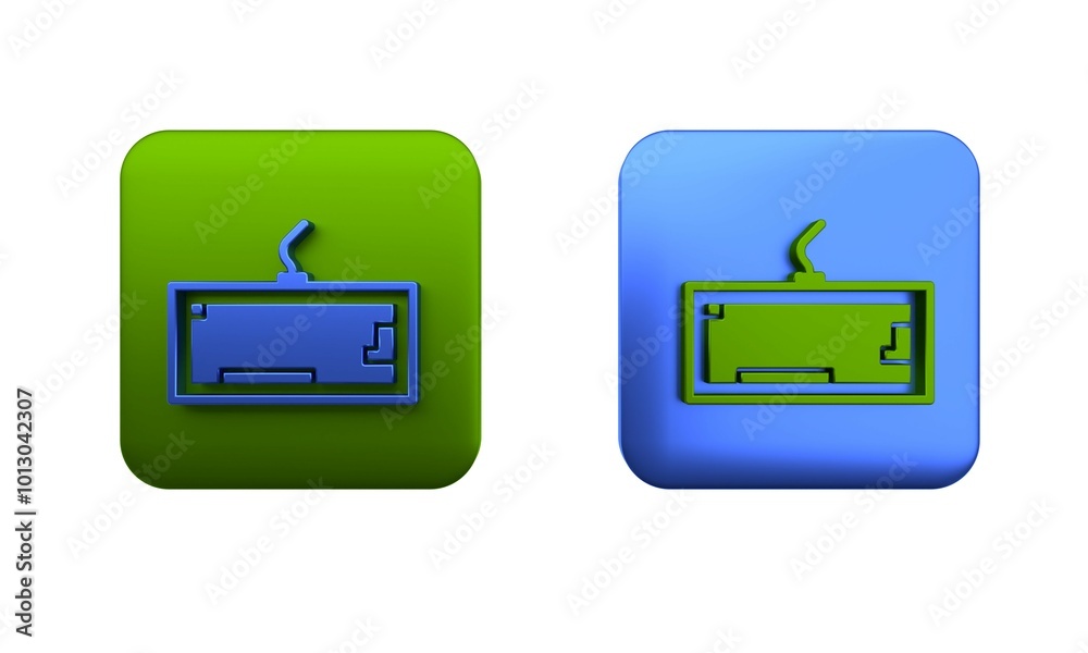 Poster colorful computer keyboard icon isolated on white background. pc component sign. square button. 3d r