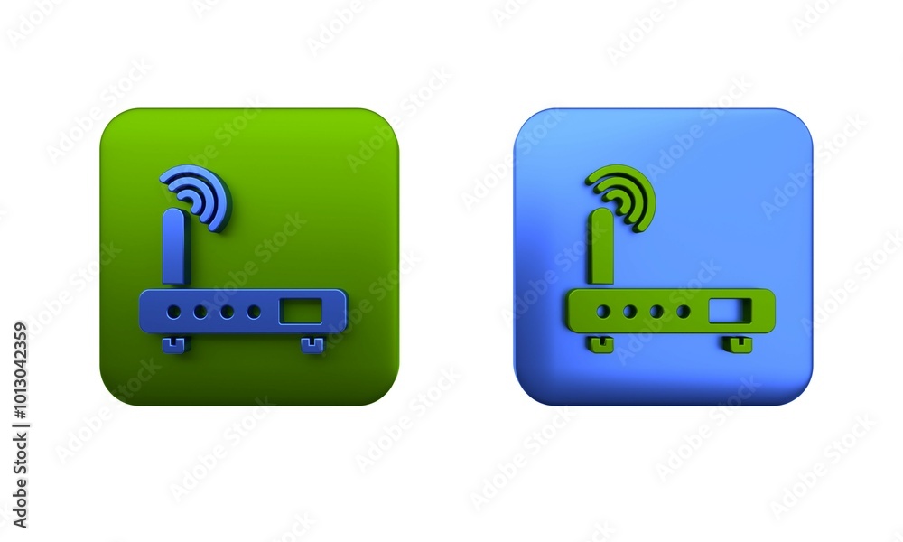 Poster colorful router and wi-fi signal icon isolated on white background. wireless ethernet modem router. 