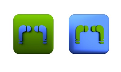 Colorful Air headphones icon icon isolated on white background. Holder wireless in case earphones garniture electronic gadget. Square button. 3D render illustration