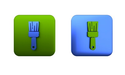 Colorful Paint brush icon isolated on white background. Square button. 3D render illustration