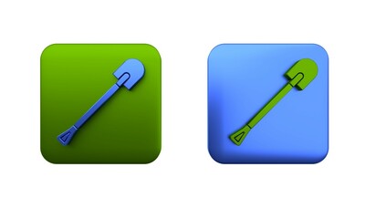 Colorful Fire shovel icon isolated on white background. Fire protection equipment. Equipment for firefighter. Square button. 3D render illustration