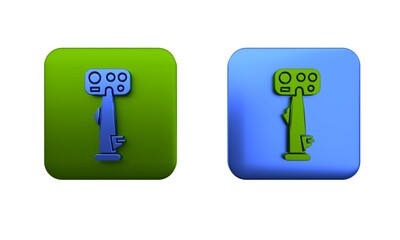 Colorful Aircraft steering helm icon isolated on white background. Aircraft control wheel. Square button. 3D render illustration