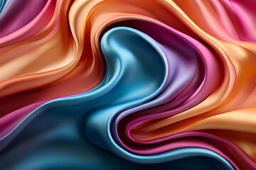 Abstract multicolored fabric texture , liquid fluid close up  luxury swirl wavy background  