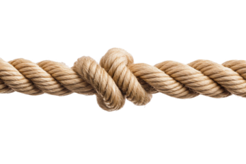 Knot in a strong rope, white isolate background transparent background