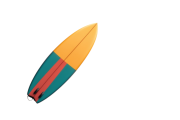 Colorful surfboard, white isolate background transparent background