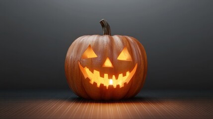 Carved halloween jack o lantern pumpkin isolated on transparent background