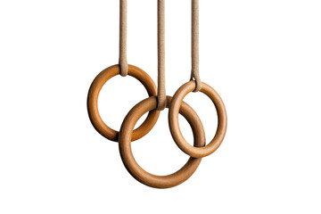 Wooden gymnastic rings on a black background. transparent background