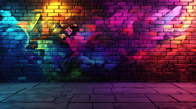 Fototapeta Bright pop art graffiti wall textured background wallpaper design. Vivid neon color palette 