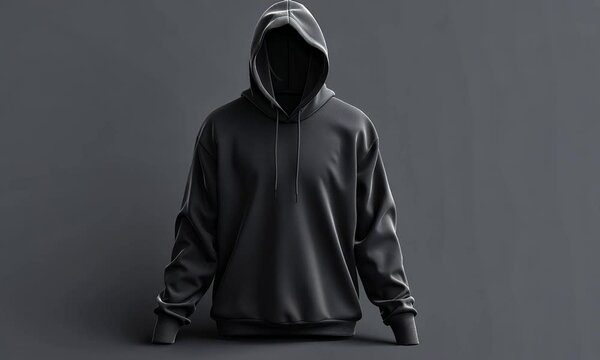 plain black hoodie jacket, suitable for mockup design needs