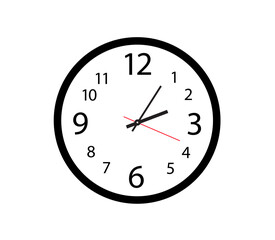 Wall clock. Simple wall clock. Minimalist watch. Classic design wall clock. Analog clock. Vector illustration