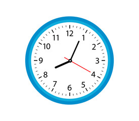 Wall clock. Simple wall clock. Minimalist watch. Classic design wall clock. Analog clock. Vector illustration