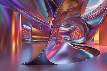 Liquid Architecture: A Fusion of Flowing Colors and Futuristic Design