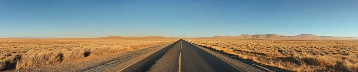 Fototapeta premium Expansive Highway Cutting Through Serene Landscape