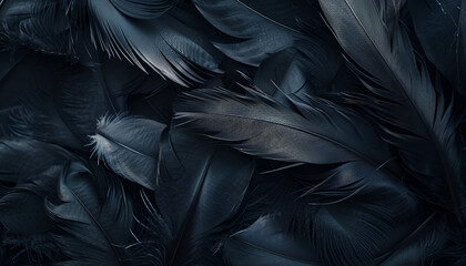 Beautiful abstract black feathers on white background and soft white feather texture on white texture pattern, dark theme wallpaper, gray feather background, gray banners
