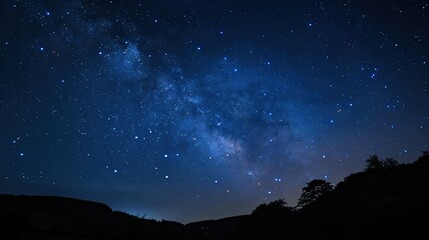 Fototapeta premium constellations and stars in the night sky with twinkling lights above dark forest