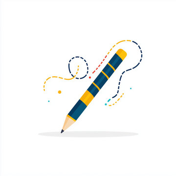 recommend clip art:  pencil sketching, drawing and writing wavy curvy line. Doodling, handwriting, taking notes. Creative tool, school stationery icon. Flat vector illustration isolated on white background 