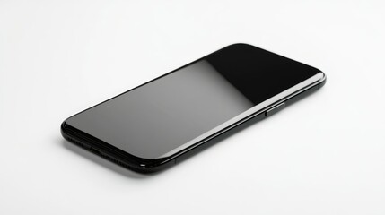 Sleek Black Smartphone on White Background