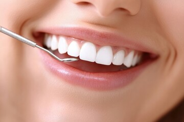 Fototapeta premium Woman Receiving Teeth Whitening Treatment Close Up