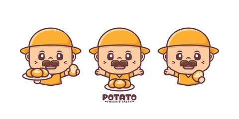 set of cartoon mascot with potato