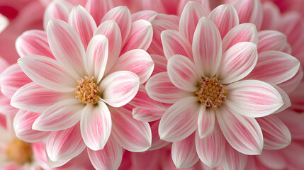 Fototapeta premium Close-up view of delicate pink flowers with white accents blooming in a vibrant garden under soft natural light