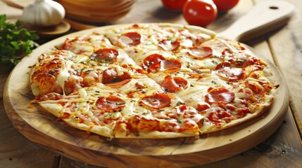 Freshly Baked Pizza with Melted Cheese and Toppings