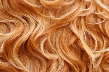 Fototapeta premium Wavy, textured strands of golden hair cascade elegantly, showcasing natural hues and rich volume.