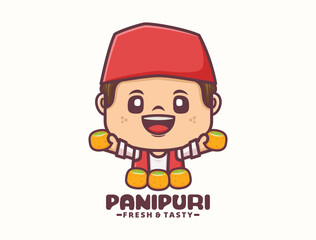 panipuri cartoon mascot design. food logo template