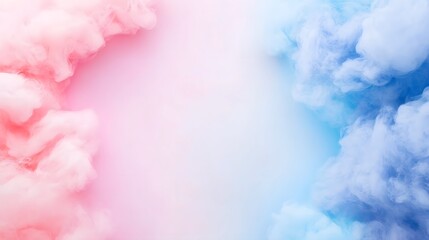 Soft pastel smoke swirls in pink and blue blend effortlessly, creating a dreamy, ethereal atmosphere perfect for backgrounds or artistic themes.