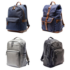 Naklejka premium Minimalist modern backpack bundle isolated on transparent background with sleek designs and colors
