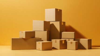 Obraz premium Neatly Stacked Boxes Ready for Shipping