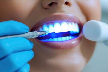 Dentist Using LED Light for Teeth Whitening Procedure