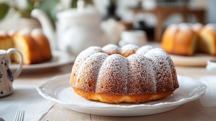 Freshly Baked Kugelhopf Dusting with Powdered Sugar