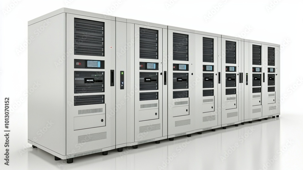 Poster modern data center server rack array