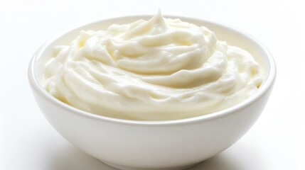 Creamy Greek Yogurt in a White Bowl Close Up