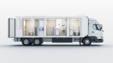 Mobile Public Restroom Truck with Individual Stalls and Sanitary Features