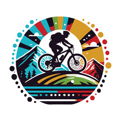 Fototapeta premium Mountain Biker on the Trail vector