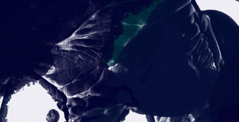 Dark blue paint texture grunge design art color splash abstract background on white paper water color