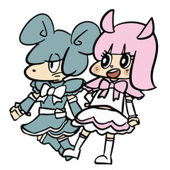 可愛いゆるキャラの表情豊かな手描きイラスト素材