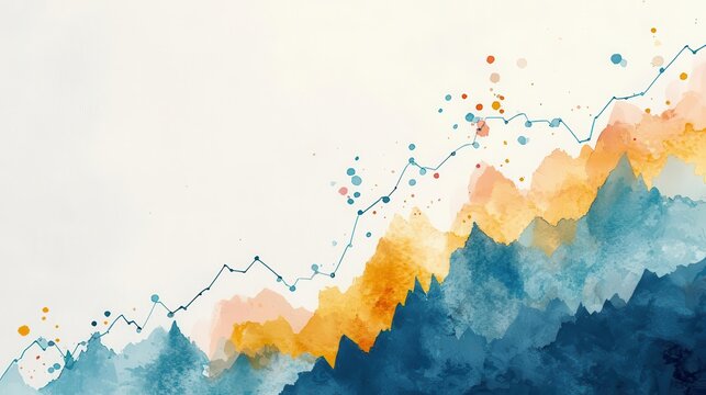 Financial growth analysis comparing multiple investment portfolios, with risk vs, watercolor style return visualized through scatter plots and performance metrics, watercolor style