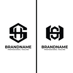 Letters SH and HS Hexagon Monogram Logo, suitable for business with SH or HS initials