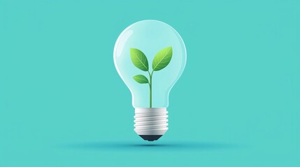 Light bulb with sprouting seed, ideas leading to new growth, flat design illustration