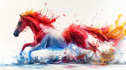 Running Horse with colorful hairs 